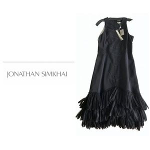 NWT- Jonathan Simkhai Scoop neck Black midi Dress